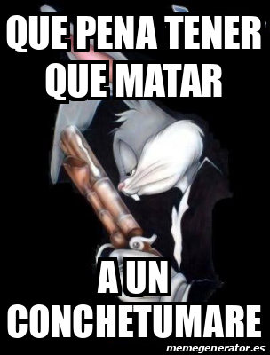 Meme de 'Qué pena tener que matar a un conchetumare'